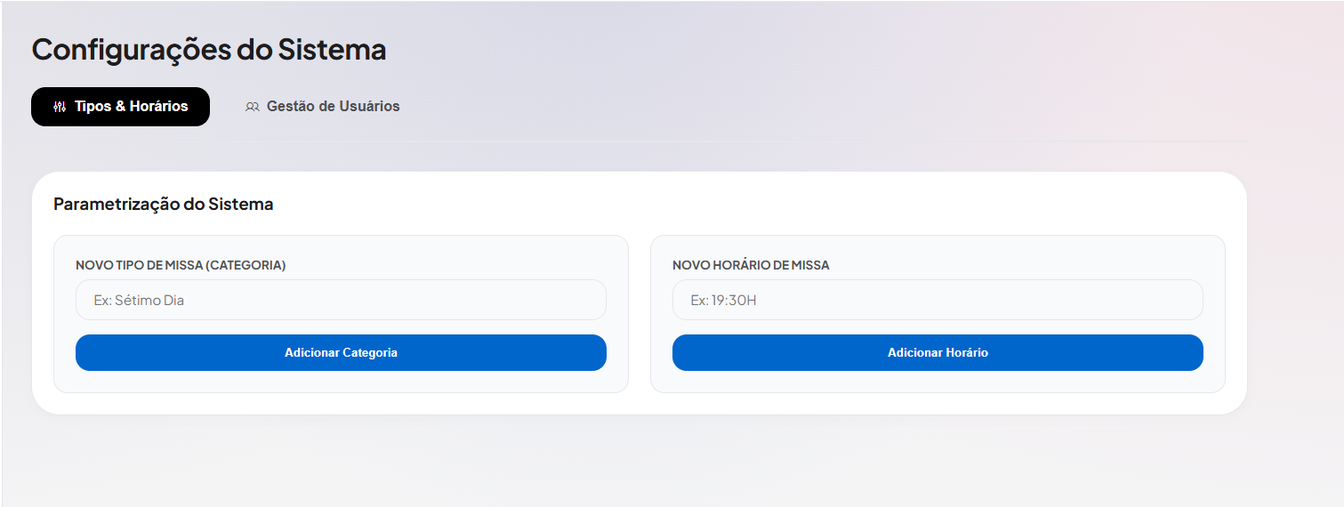 Tela de Configurações